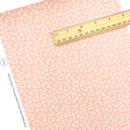 Christmas pink peppermint faux leather sheet 