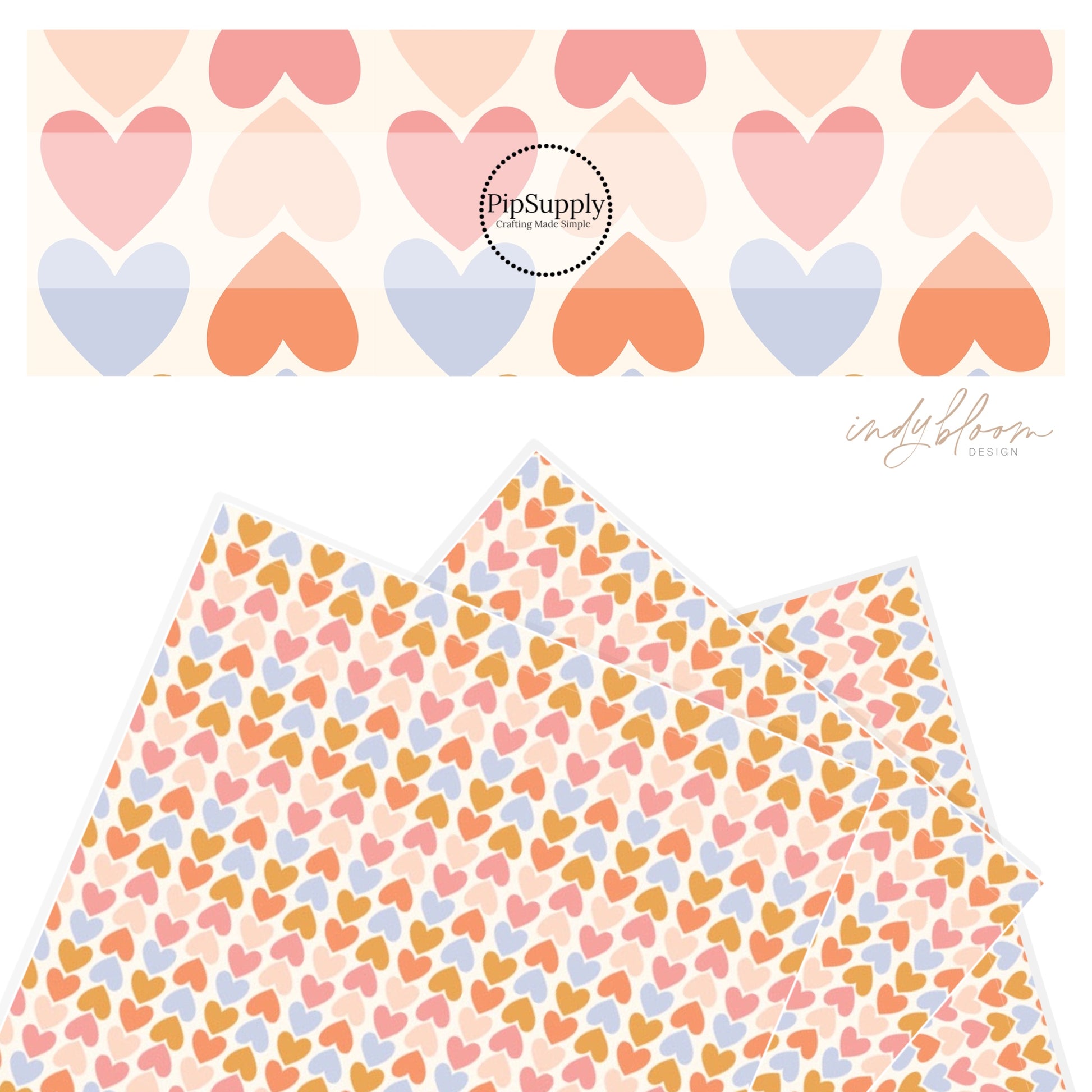 Valentine Faux leather sheet with multi colored hearts
