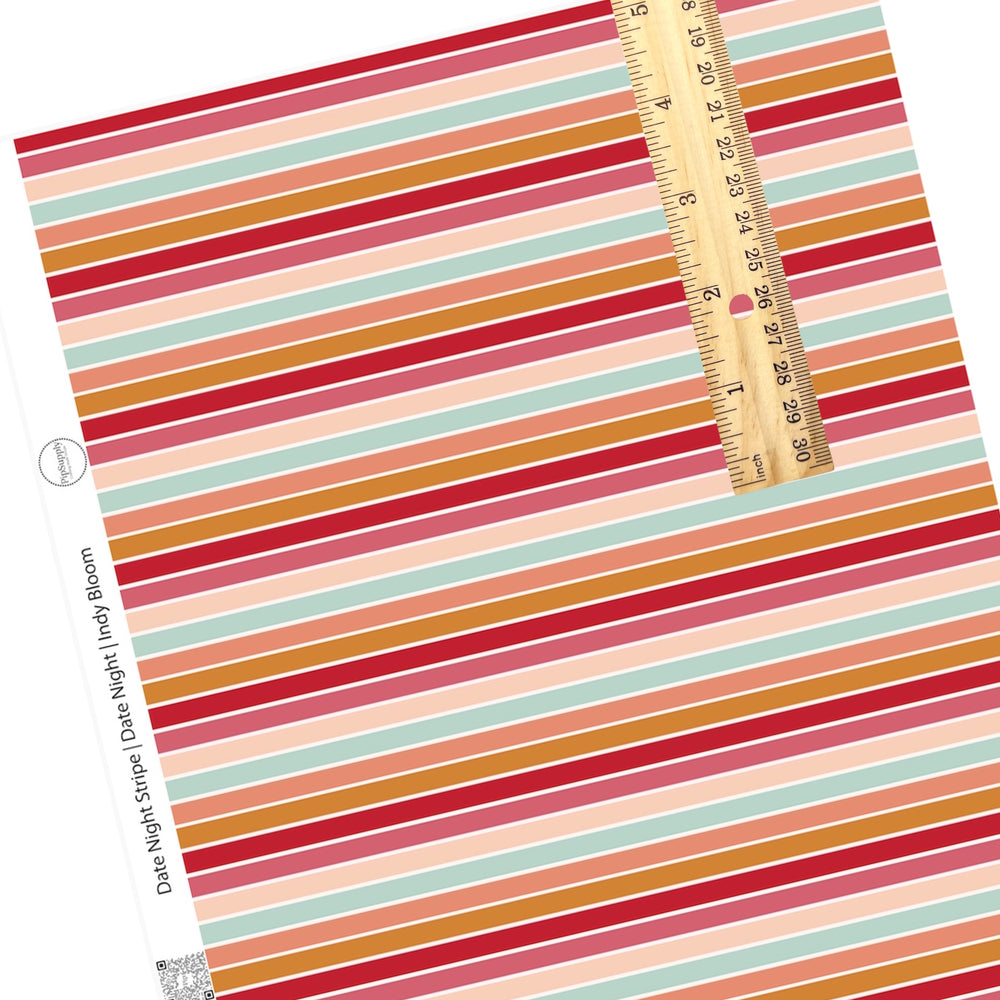 thin red blue pink brown striped faux leather sheet