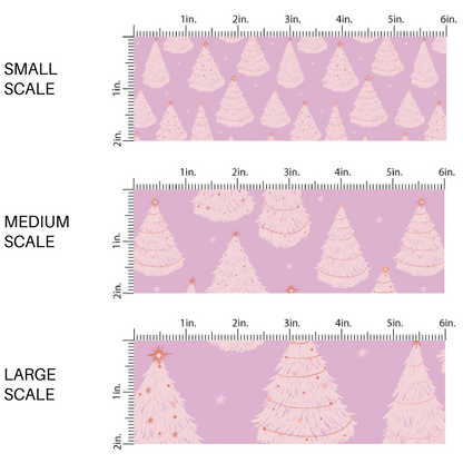Christmas Fabric | Festive Trees on Lavender | Pastel Snowy Forest
