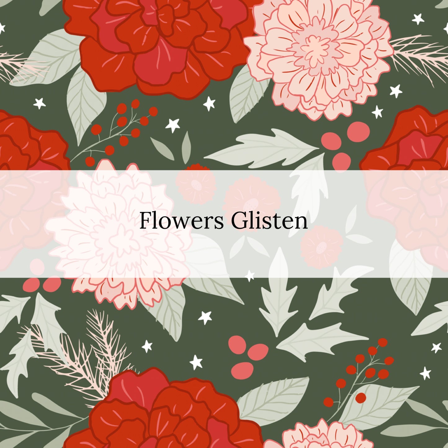 Green background with red and light pink illustrations