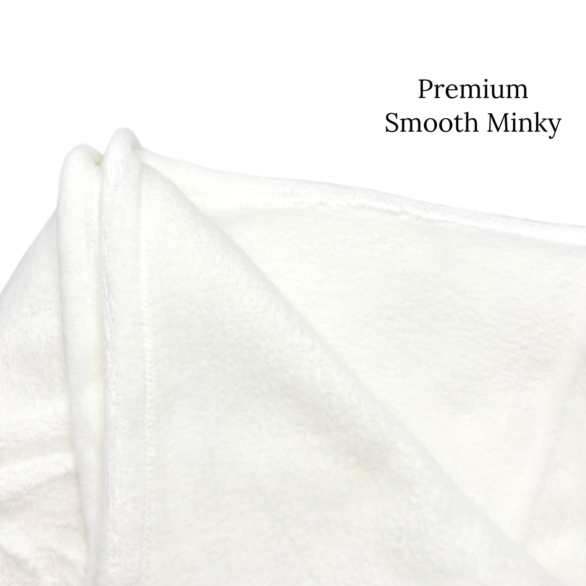 Folded smooth thick fuzzy blanket in base white color.