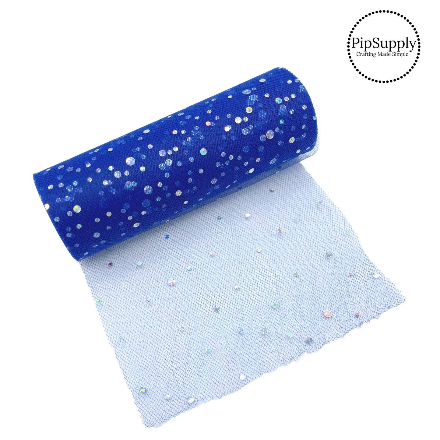 Blue tulle by the yard with scattered sparkly dots