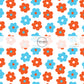 Red and blue daisy patriotic floral fabric by the yard