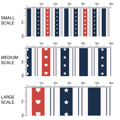 Navy blue and red striped fabric by the yard scaled image guide with hearts and stars.