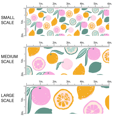 Pastel pink, green, and yellow citrus fruit fabric by the yard scaled image guide.