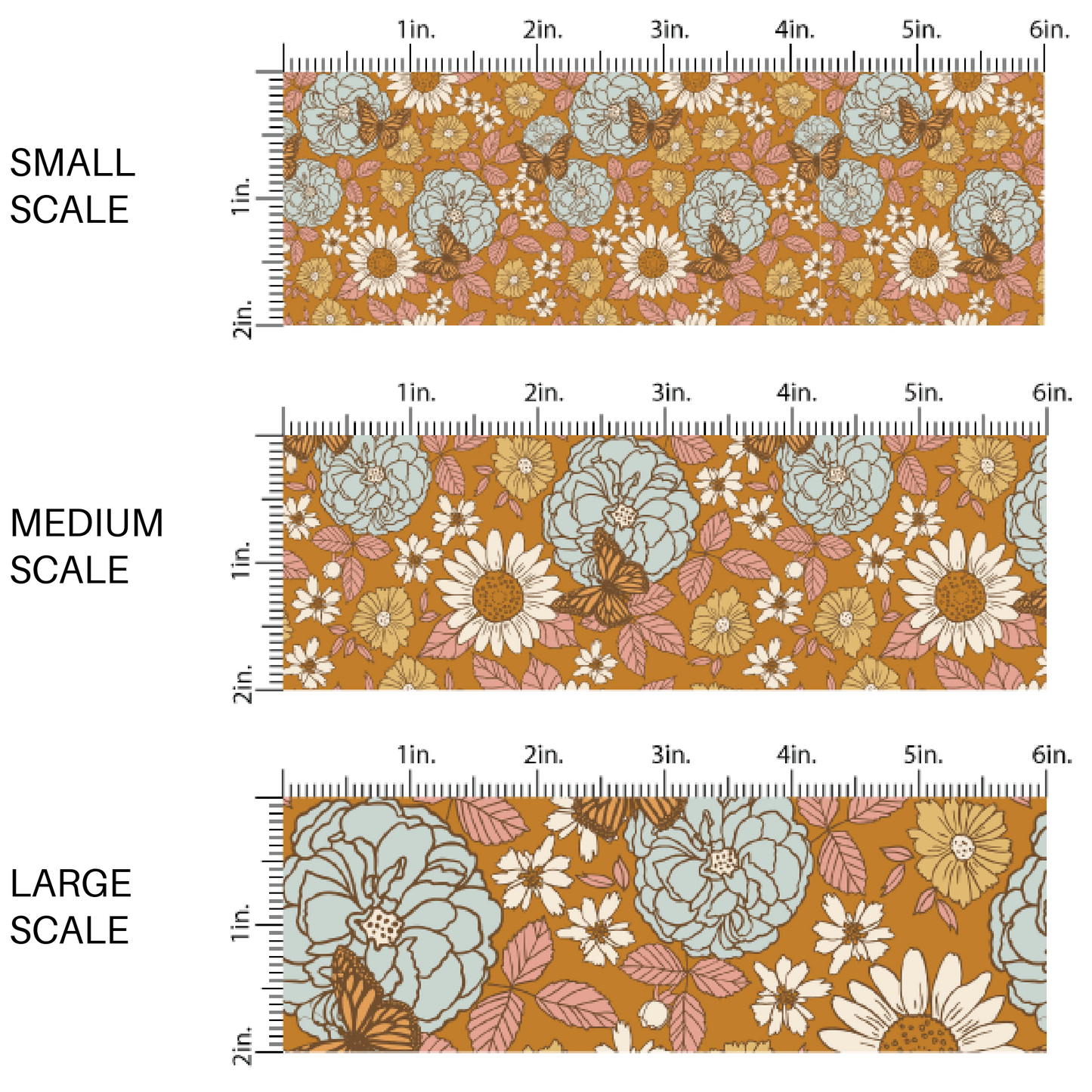 Floral Fields and Pumpkins | Indy Bloom | Fabric By The Yard