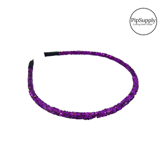Grape purple solid chunky glitter headband