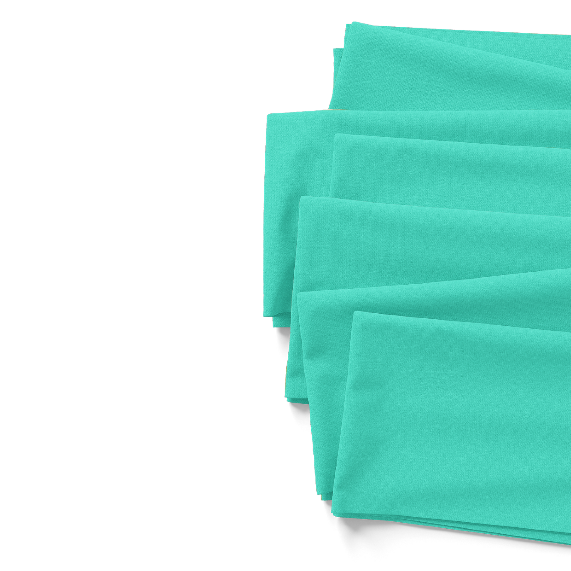 Fabric by the yard available in liverpool, ribbed, DBP, polyester, and neoprene in turquoise.