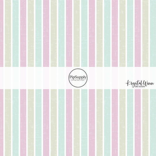 Green, blue, and purple pastel striped fabric by the yard print