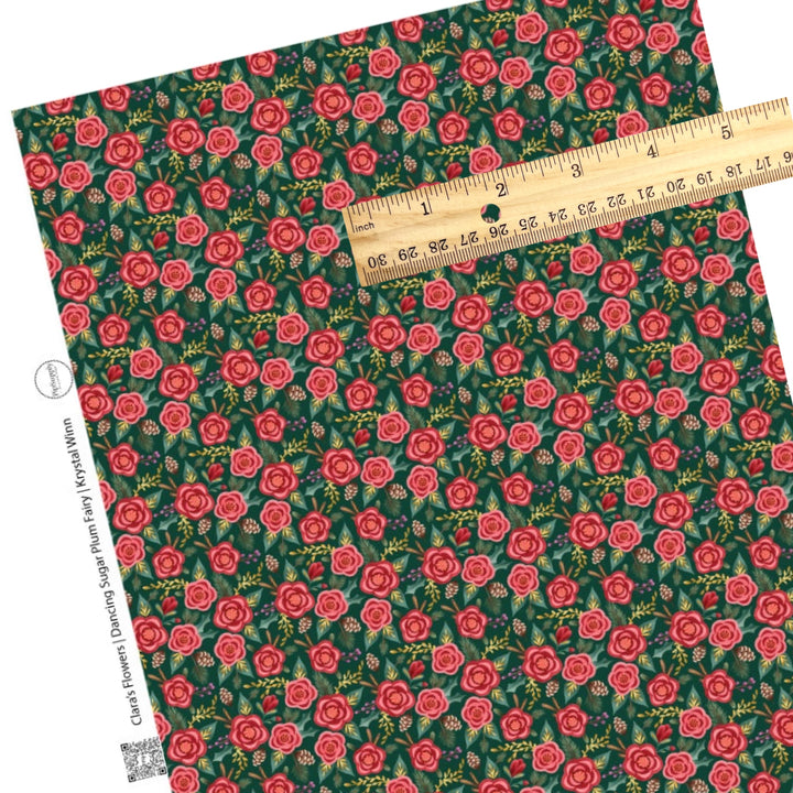 Individual faux leather sheet with red roses 