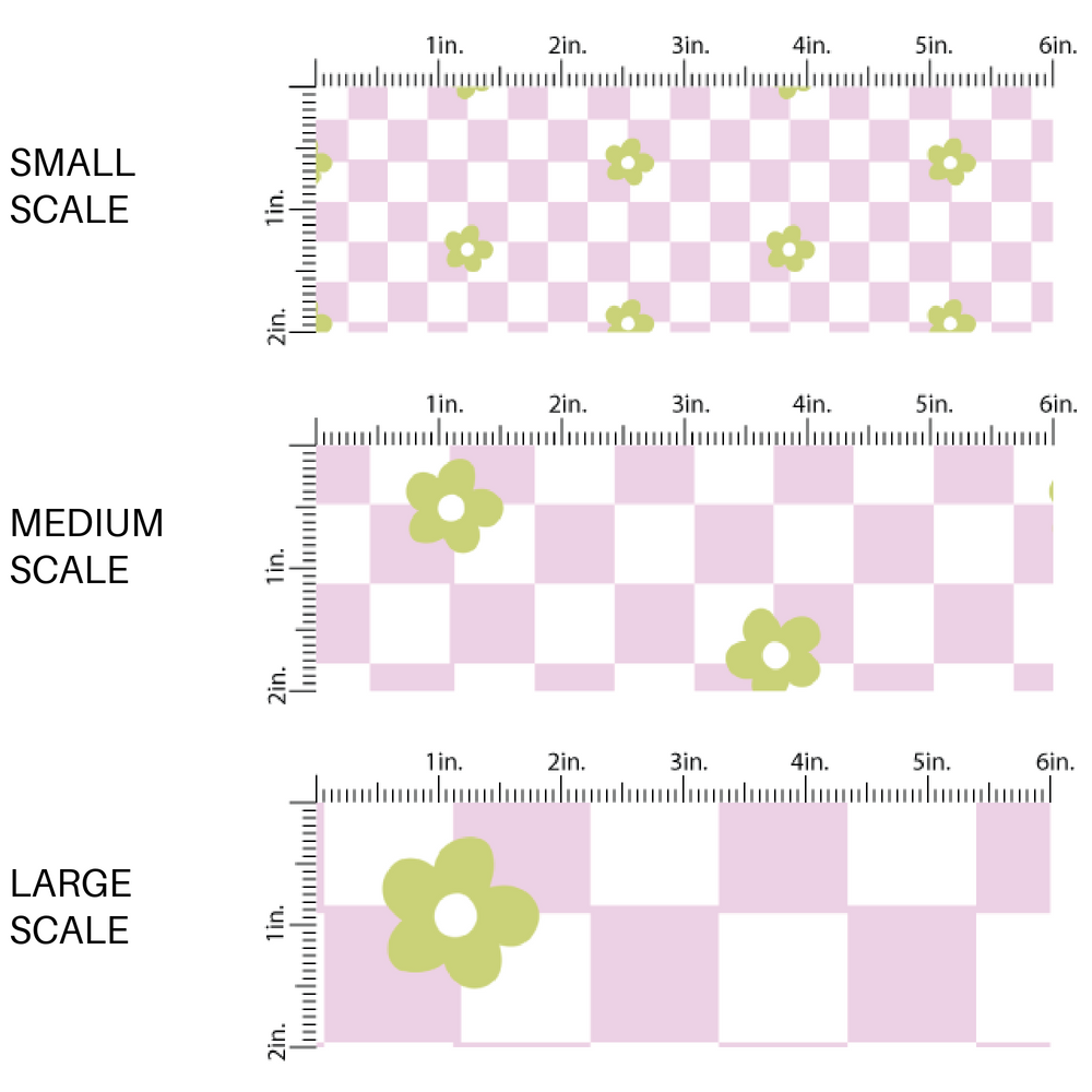 Purple and white checkered print fabric by the yard scaled image guide with a green floral print - Spring Easter Fabric 