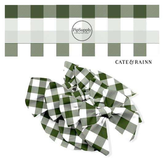 cream and green gingham plaid bow strips