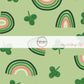 Green St. Patrick's Day Fabric by the yard with rainbows and clovers