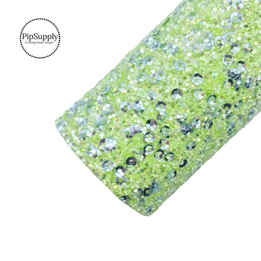 Light green chunky glitter with silver sequin chunky glitter sheet
