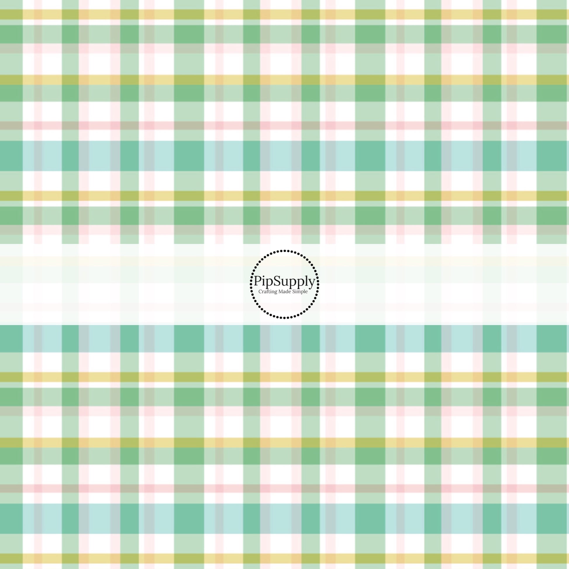 Pink and green plaid print fabric by the yard - Spring Easter Fabric  Tartan Gingham 