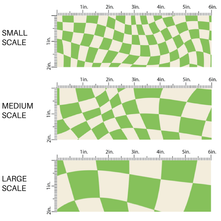 Green and cream scaled fabric by the yard with a checker print