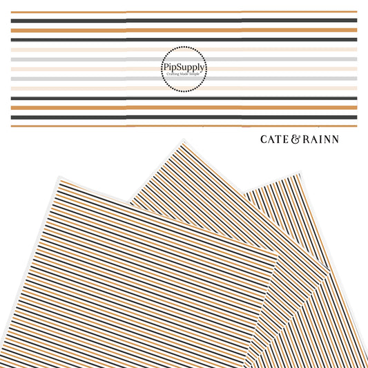gray orange and white striped faux leather sheet
