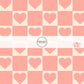 Pink and Cream heart checkered fabric print
