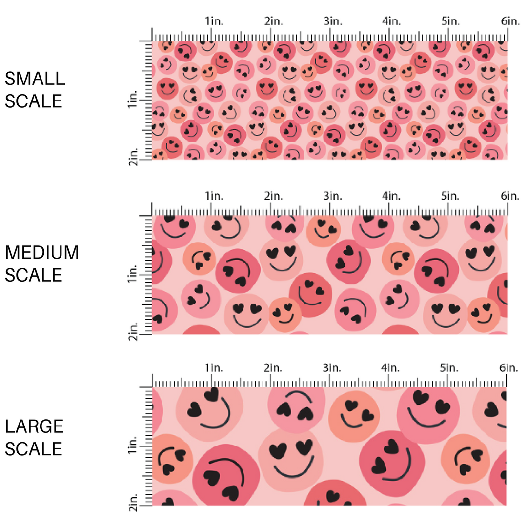 Pink fabric by the yard scaled image guide with pink and peach heart eye smiley faces