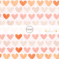 Pale Pink Fabric with Peach, Orange, Beige Watercolor Hearts