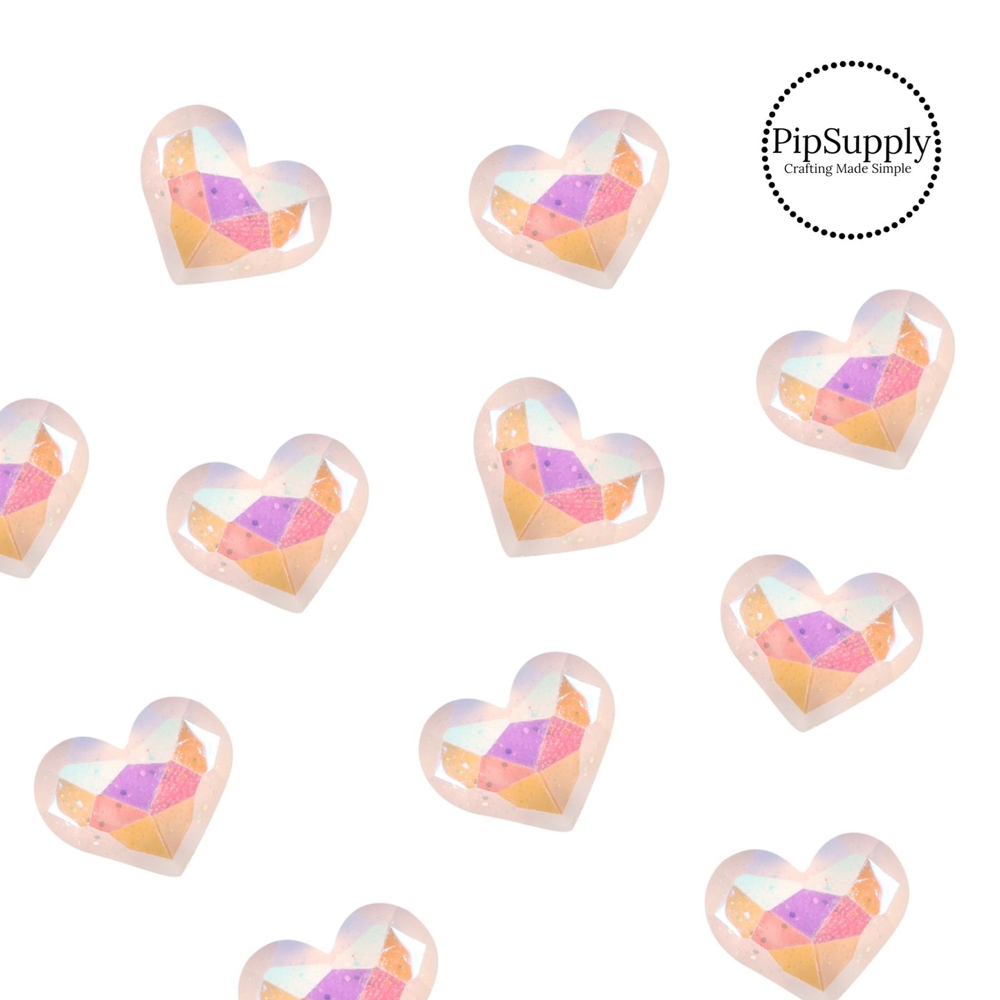 Multi faceted heart shaped resin charm