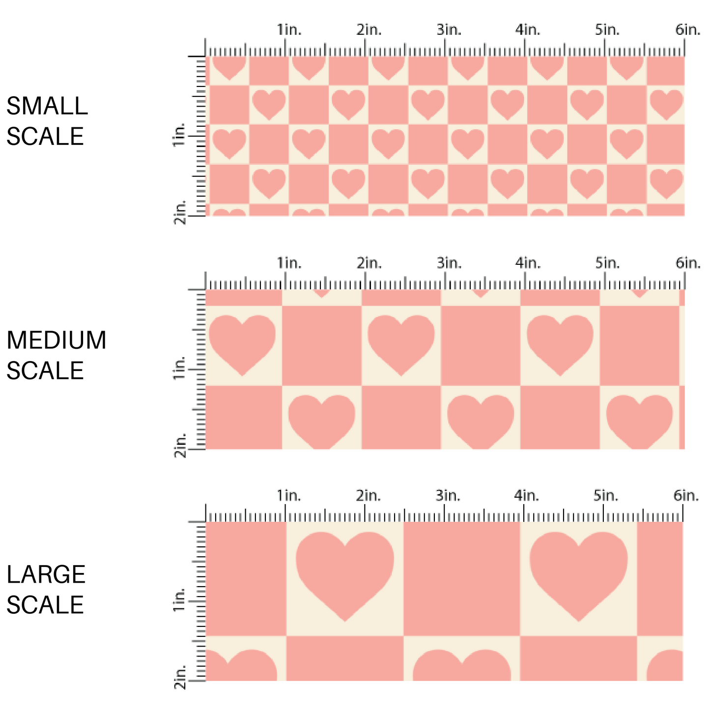 Pink and Cream heart checkered fabric print image guide