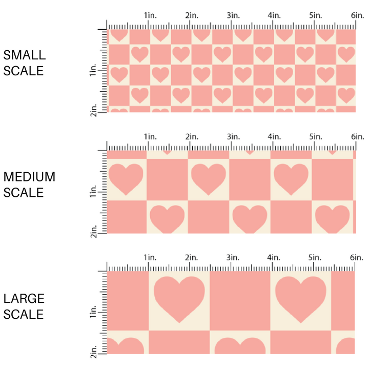 Pink and Cream heart checkered fabric print image guide