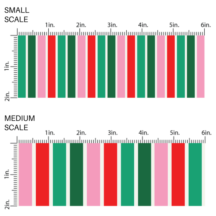 fabric scaling illustrations with multicolored stripes