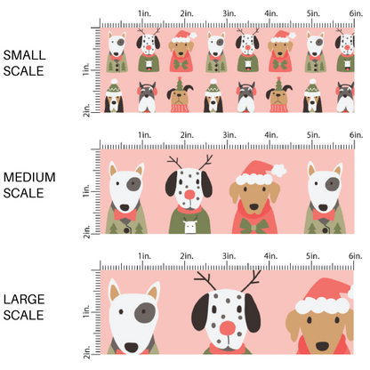Christmas Fabric | Holiday Pups Pink | Coral Christmas