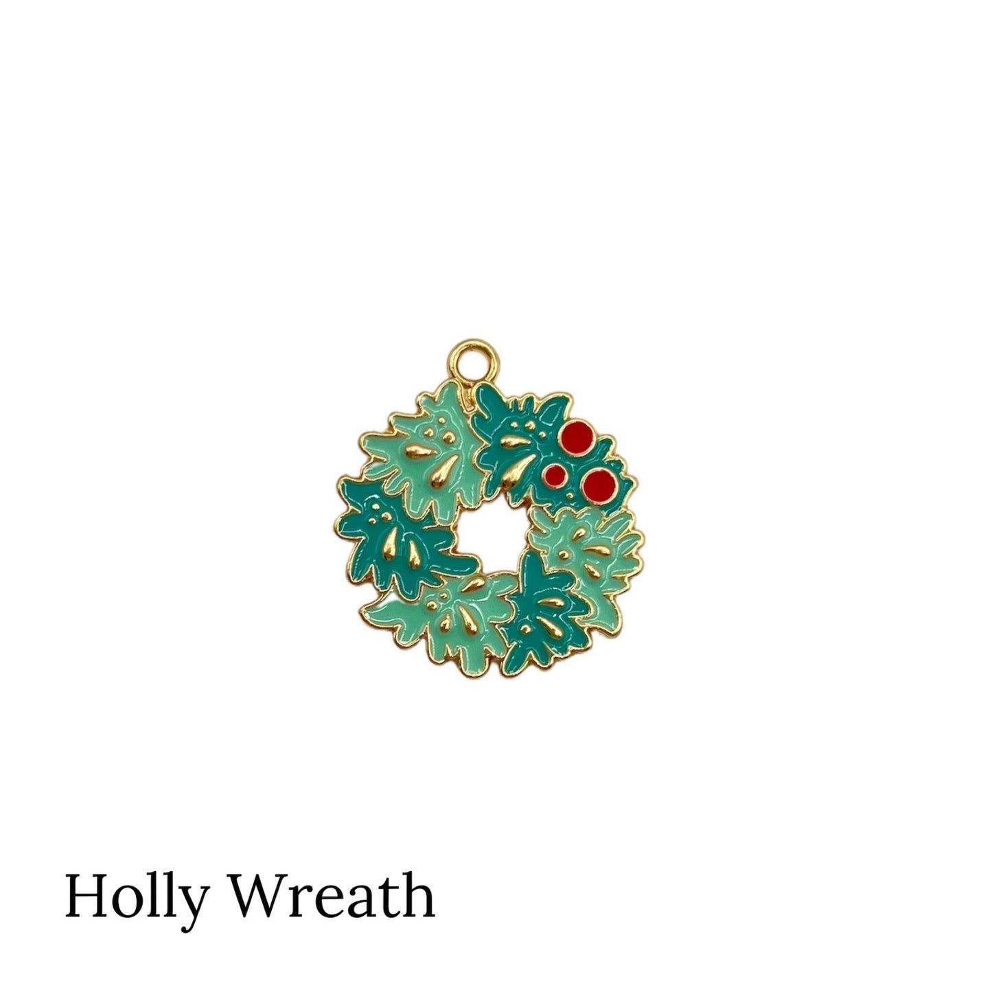 Christmas Holly wreath Holiday DIY Jewelry charms
