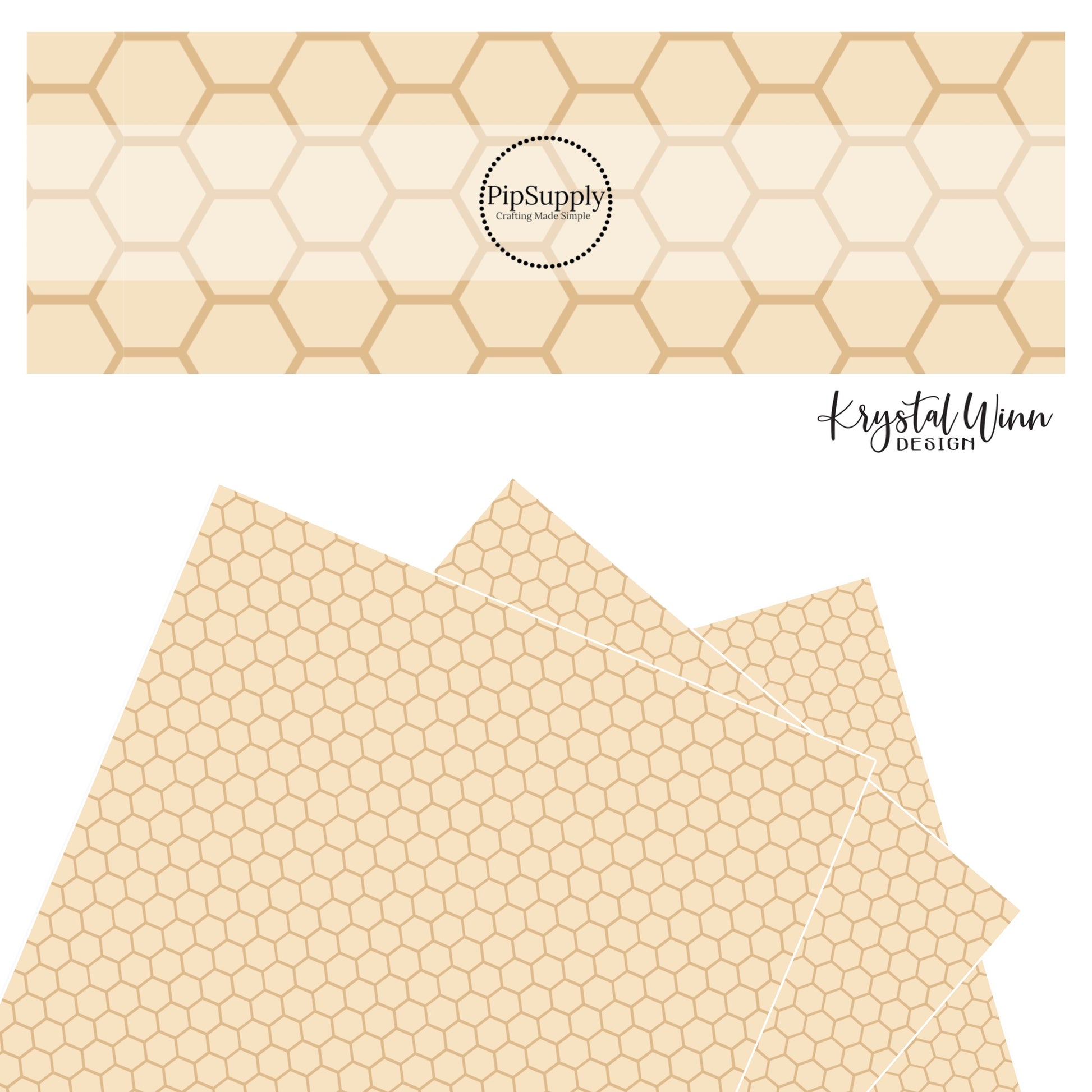 Tan outlines on a golden oat honeycomb faux leather sheet