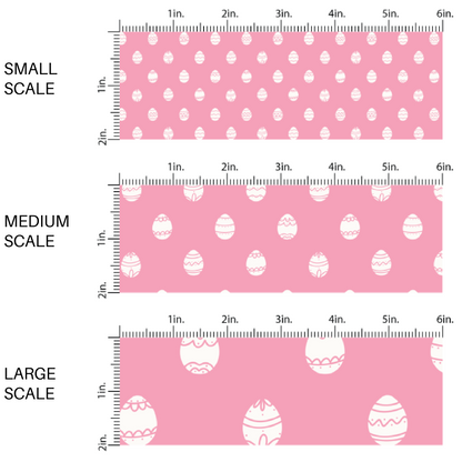 White Easter Eggs on Pink Fabric By The Yard scaled image guide