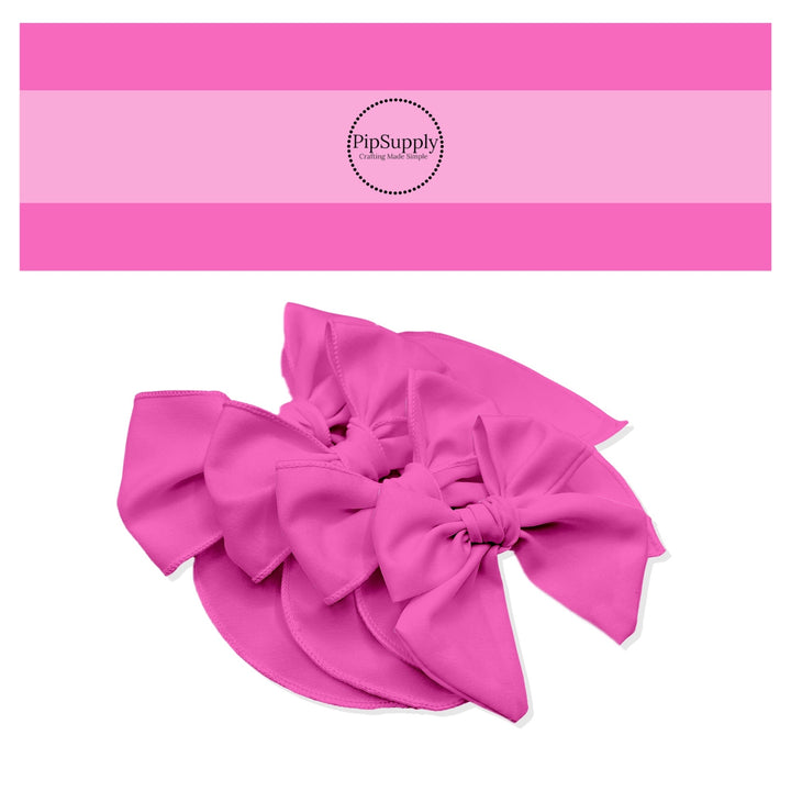 Tied Easter and Valentines Day solid hair bow strips in magenta hot pink.