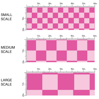 Light pink and hot pink checkered fabric by the yard scaled image guide