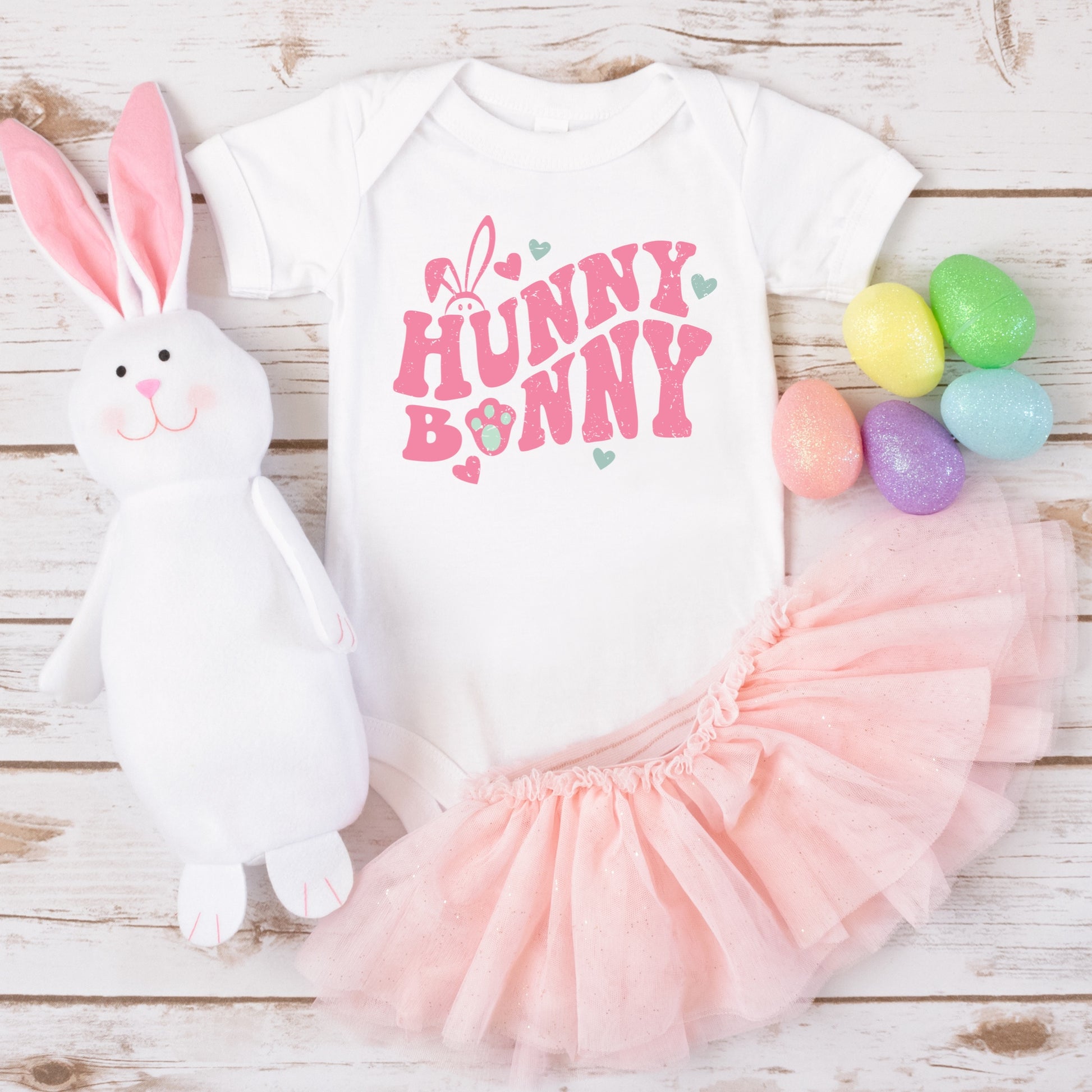 Pink "Hunny Bunny" Easter bunny iron on heat transfer - Easter Sublimation - DTF 