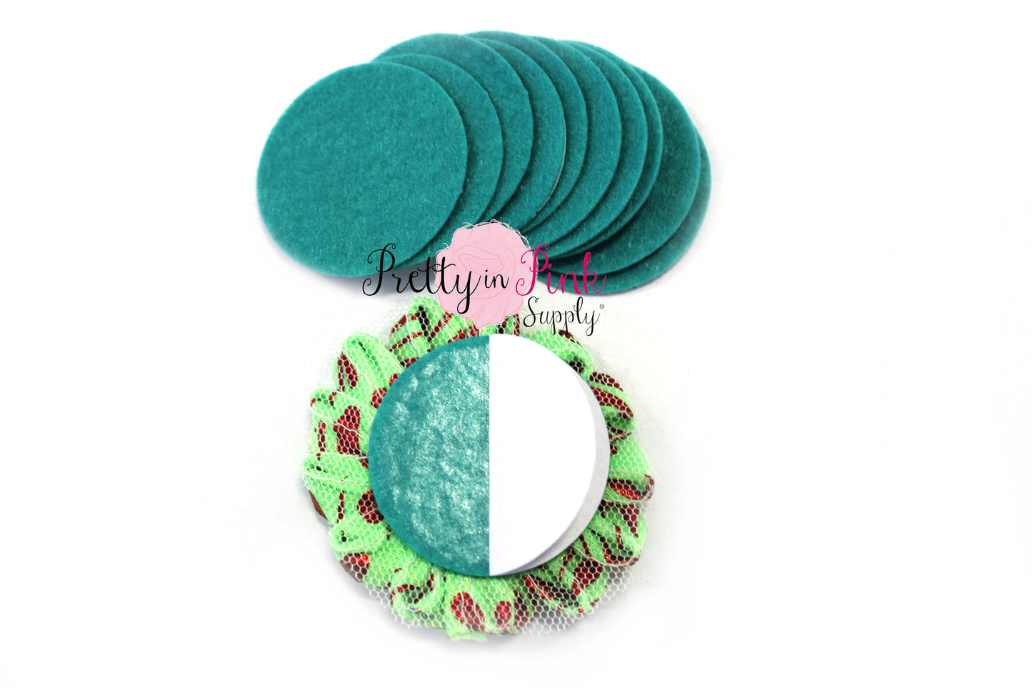 1.5" Teal Felt Circles- Self Adhesive - Pretty in Pink Supply