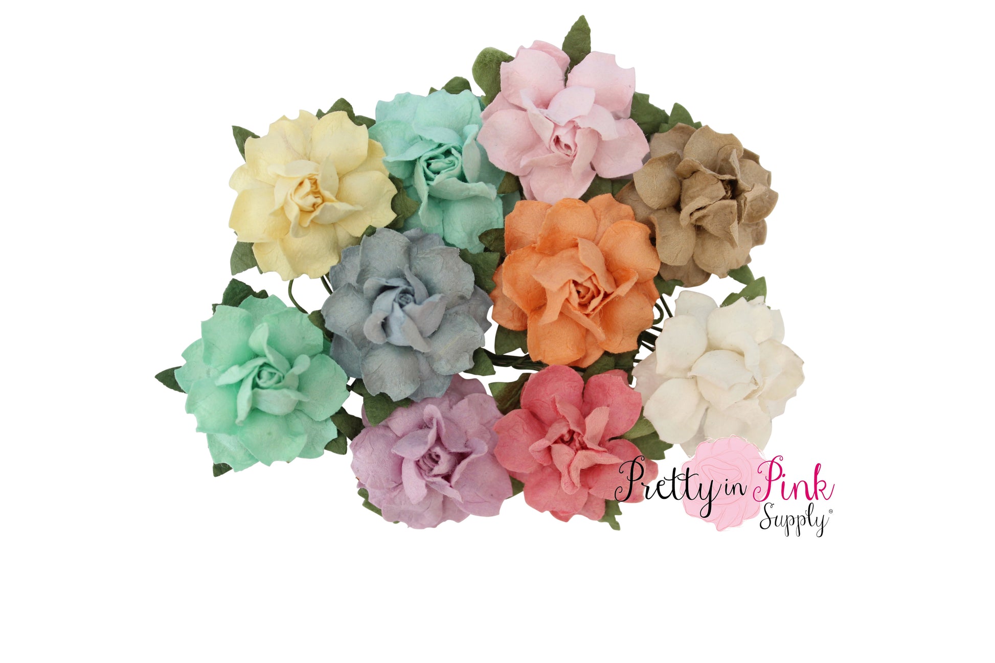 Double Bunch 1" PREMIUM Pastel Mixed Paper Flowers - Pretty in Pink Supply