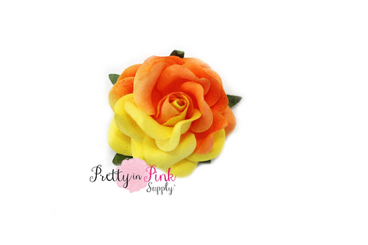 1.5" PREMIUM Yellow/Orange Paper Rose - Pretty in Pink Supply