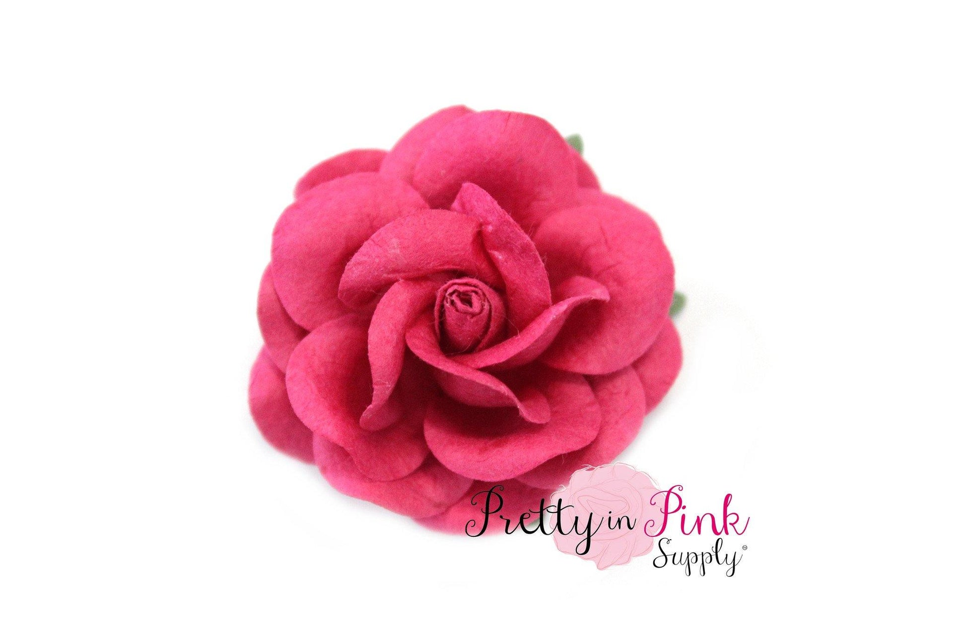 1.5" PREMIUM Hot Pink Paper Rose - Pretty in Pink Supply
