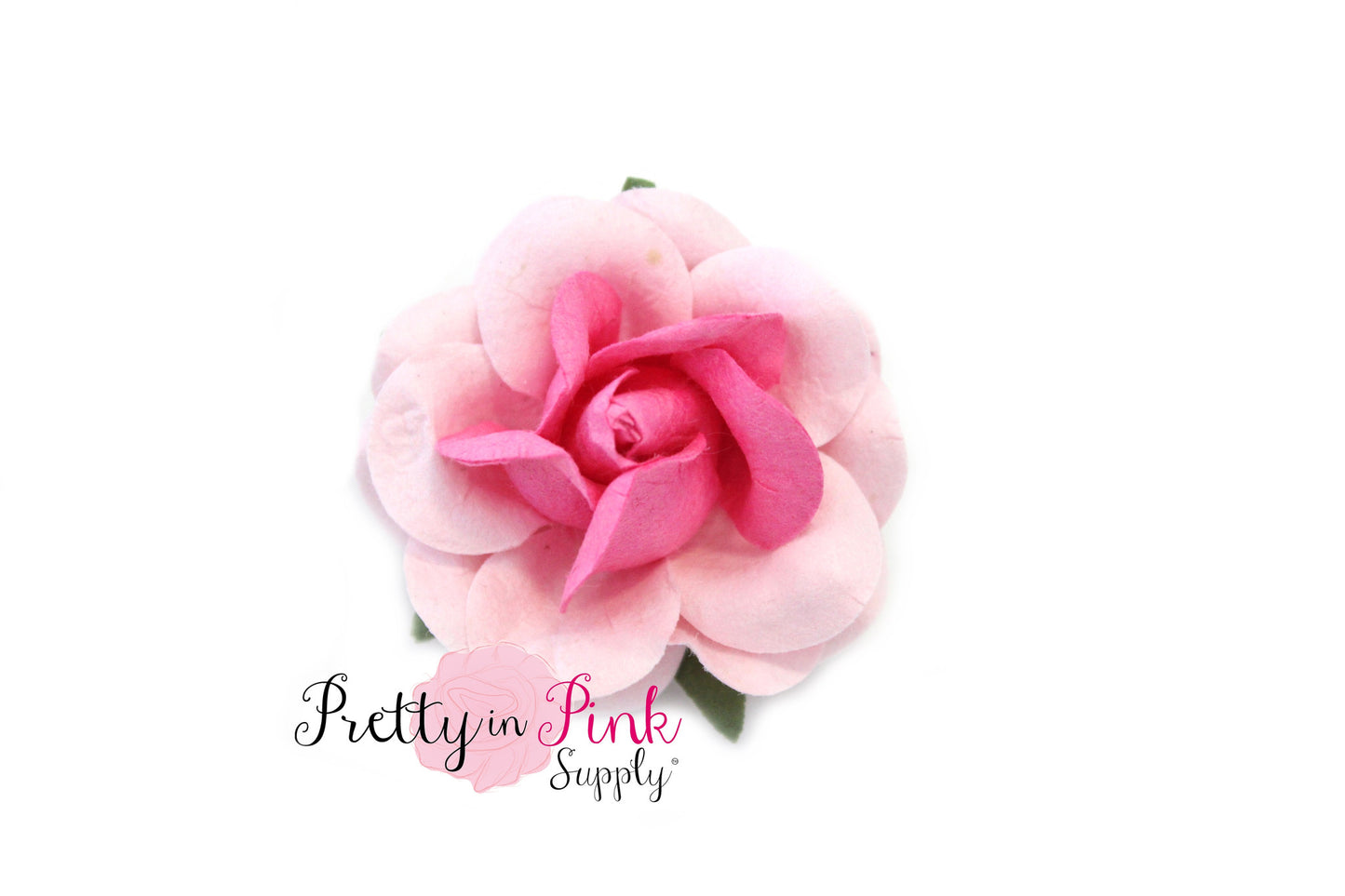 1.5" PREMIUM Pale Pink/Pink CENTER Paper Rose - Pretty in Pink Supply