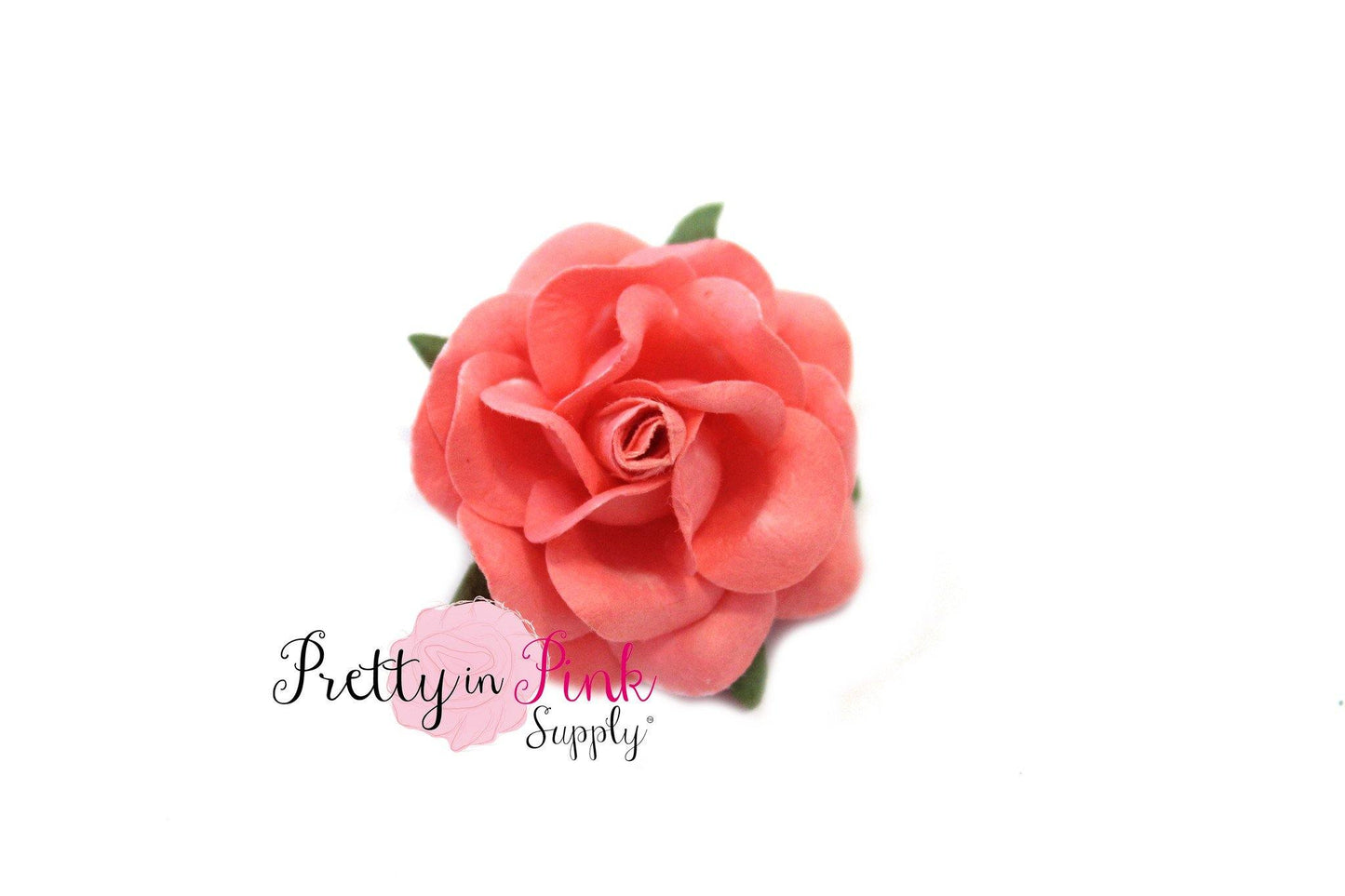 1.5" PREMIUM Coral Paper Rose - Pretty in Pink Supply