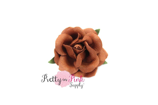 1.5" PREMIUM Brown Paper Rose - Pretty in Pink Supply