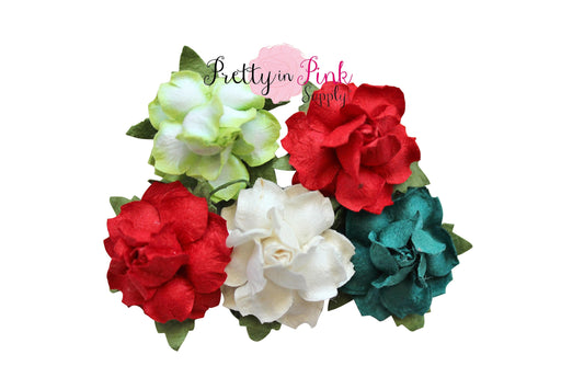 1" PREMIUM Christmas Mix Paper Flowers - Pretty in Pink Supply