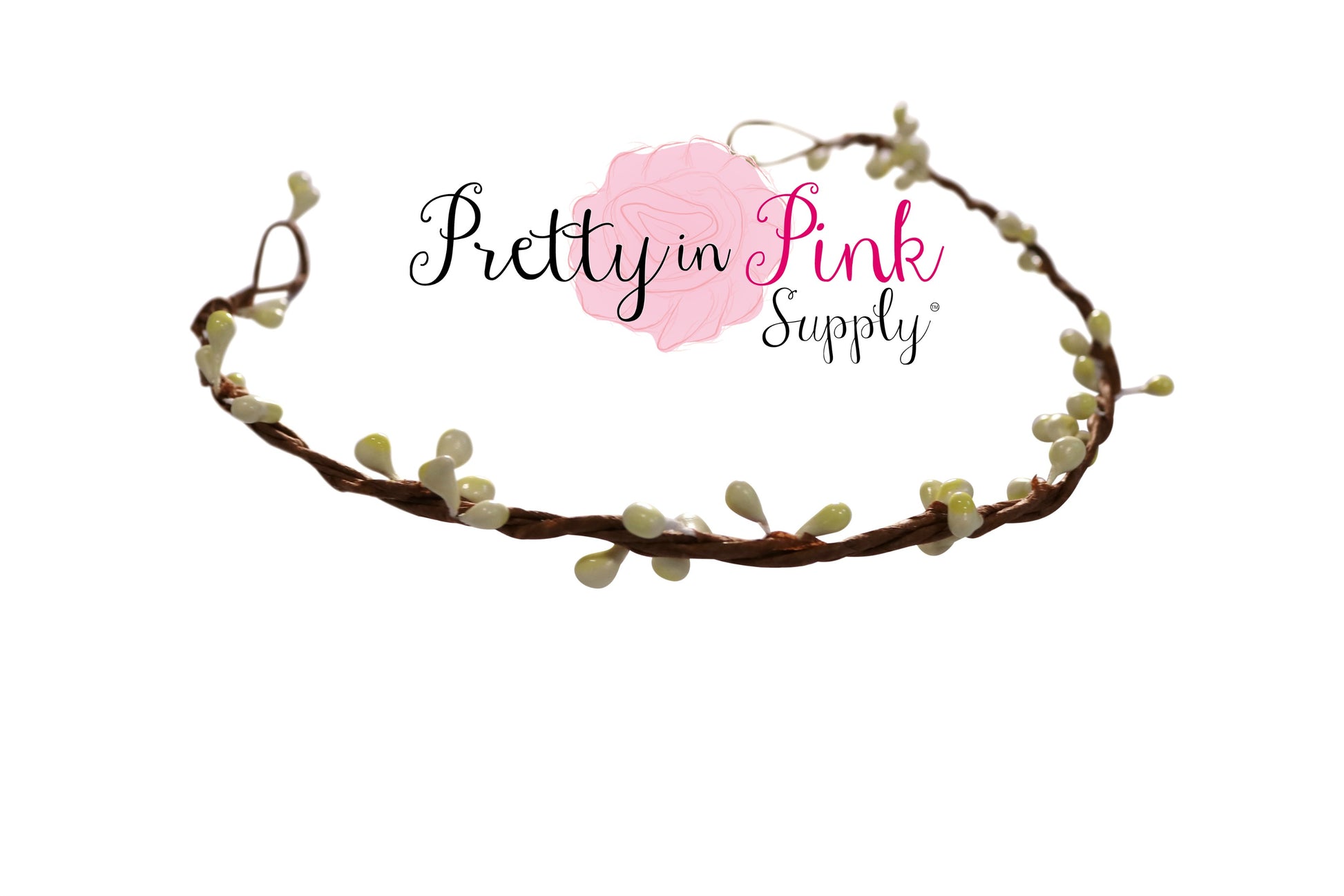 Ivory/Beaded Twig Crown W/Hints of Yellow - Pretty in Pink Supply