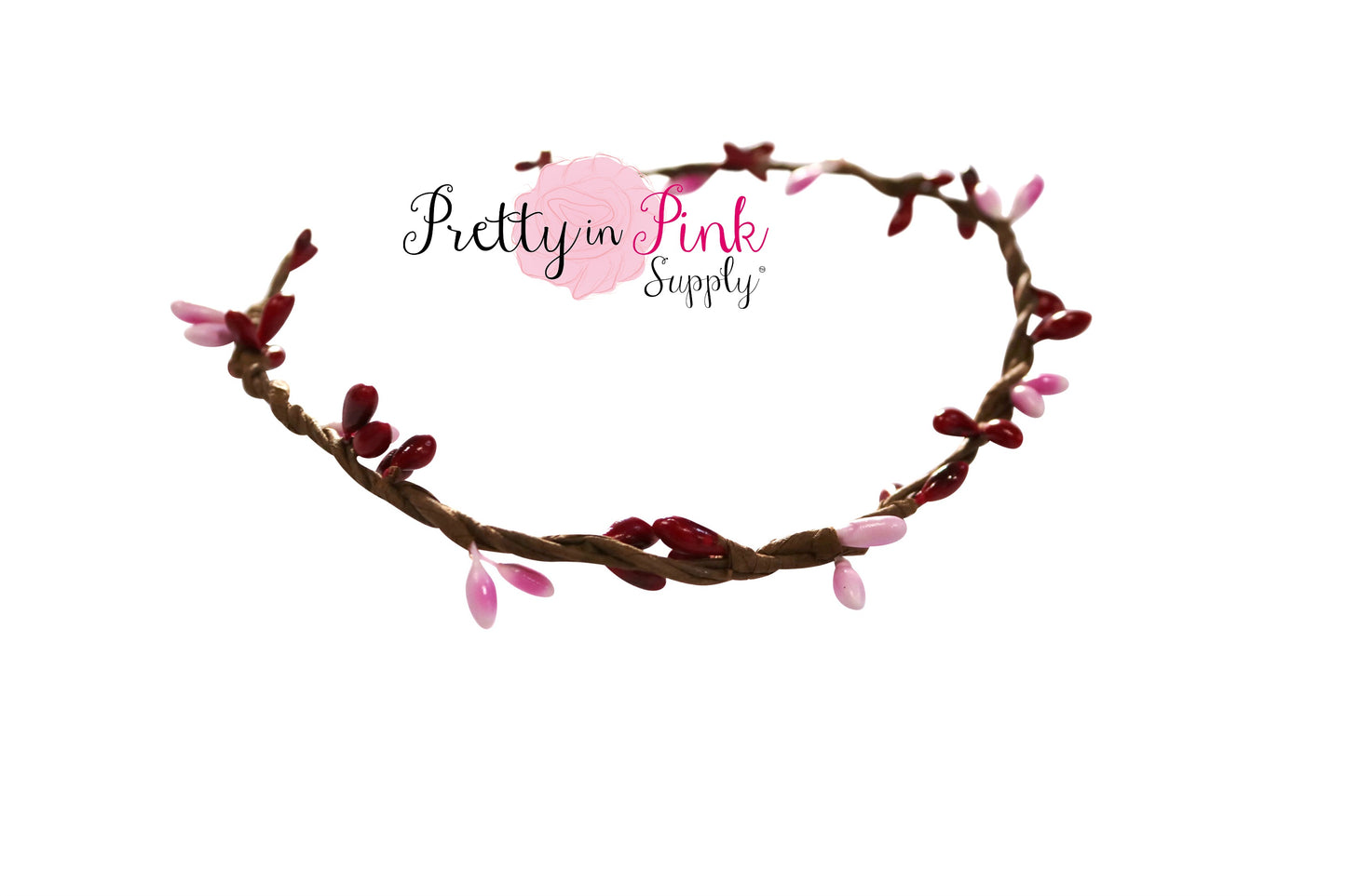 Red/Light Pink Beaded Twig Crown