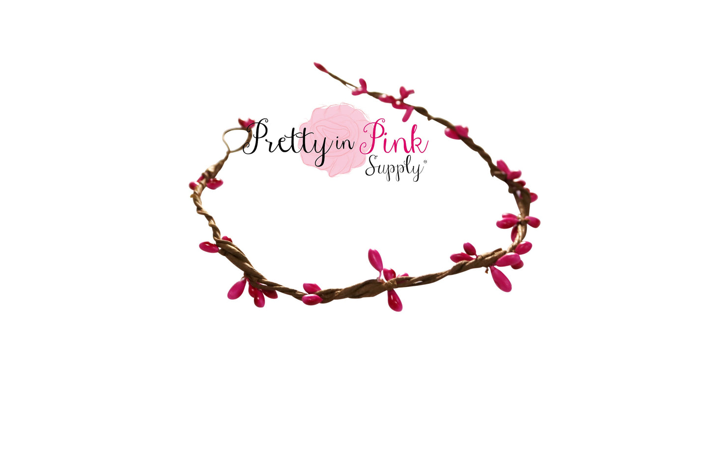 Hot Pink/Beaded Twig Crown
