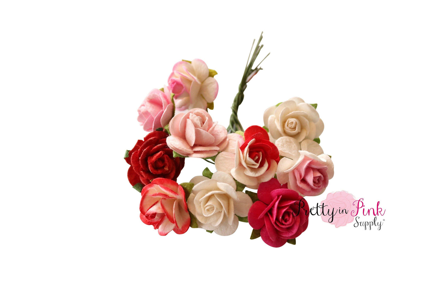 3/4" Love Bouquet Mix Premium Paper Flowers - Pretty in Pink Supply