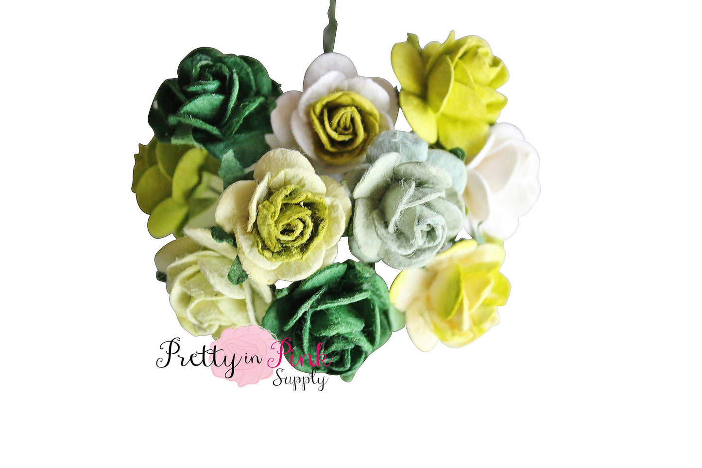 3/4" St. Patty's Day Mix Premium Paper Flowers - Pretty in Pink Supply
