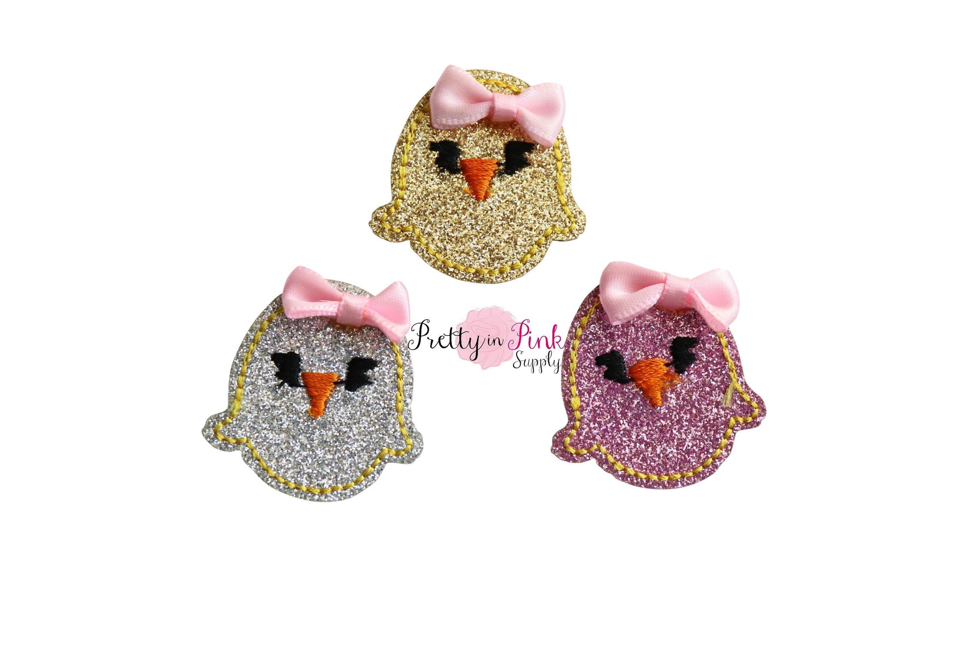 Little Chick with Bow Glitter Felts - Pretty in Pink Supply